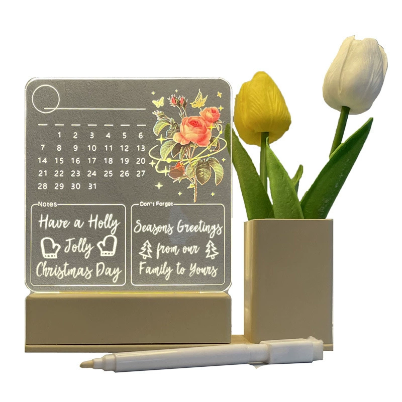 Pens holder, night light, calendar, acrylic board, LED lantern for bed, 3D