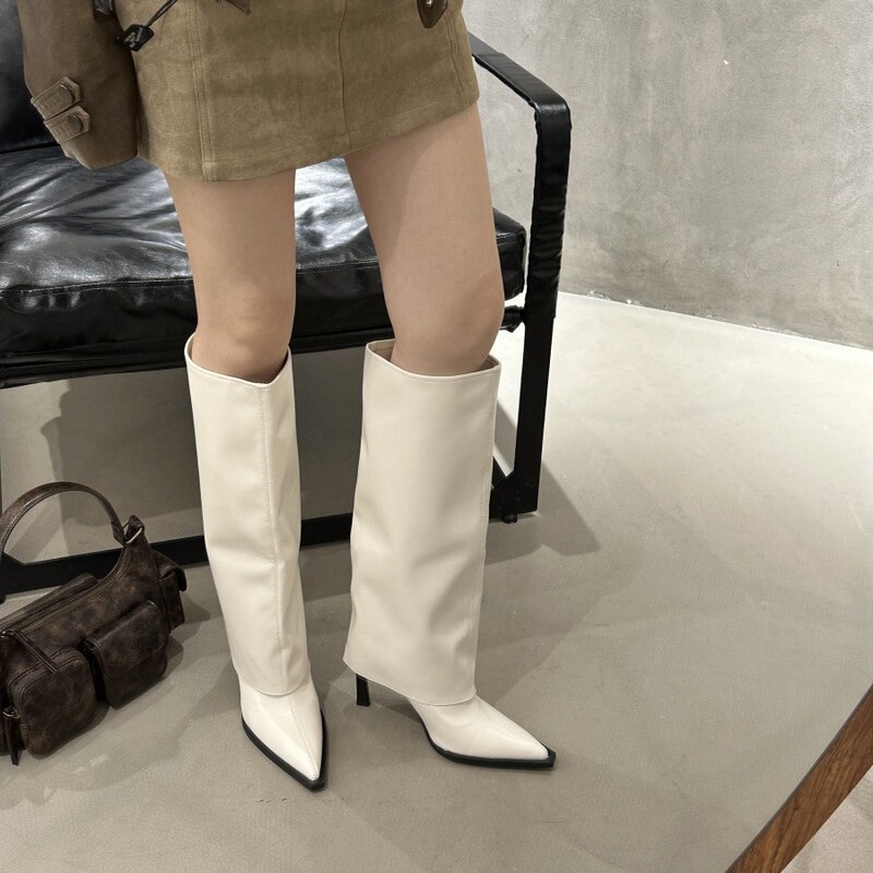 辣妹裤管靴女尖头细跟高筒2025秋季新款长靴时髦百搭不过膝时装靴|undefined