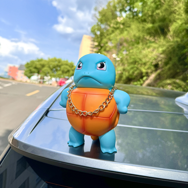 ゼニガメのルーフオーナメント、車のセンターコンソール、車のリアペンダント、クリエイティブな車のインターネットセレブ人形、Tik Tokかわいい|undefined