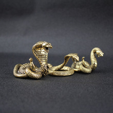 铜雕蛇摆件黄铜十二生肖蛇家居客厅装饰铜器工艺品蟒蛇眼镜蛇摆件