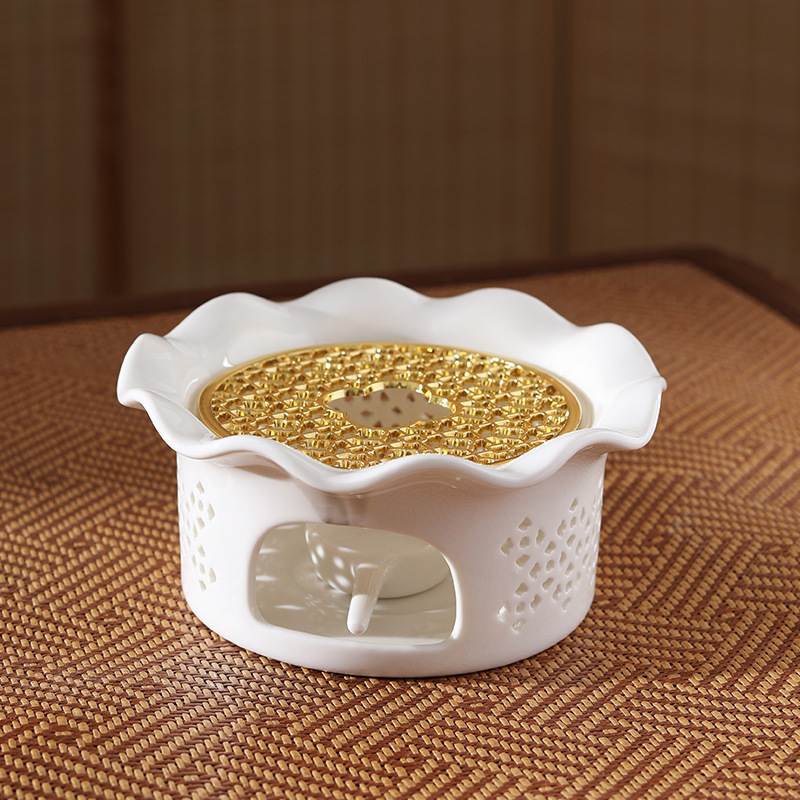 Calentador de té con diseño de horno hueco que cambia de color, calentador de velas para restaurantes, hoteles y uso doméstico, tetera aislada con forma de flor, calentador de té esmaltado en horno.