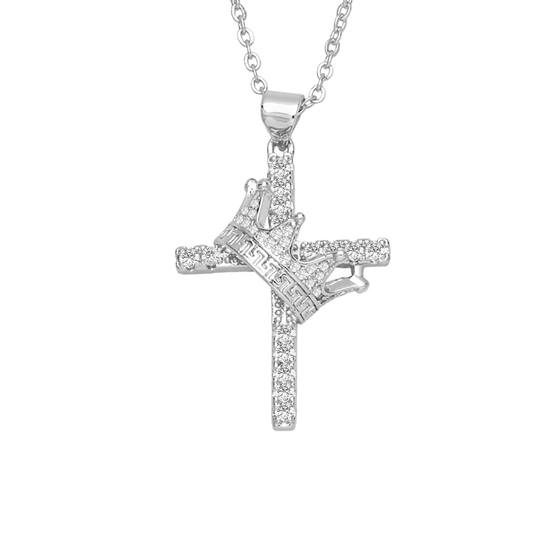 European and American plated brass real gold zircon cross pendant necklace female new cross-border explosives