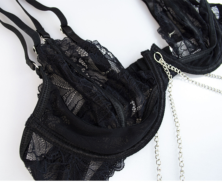 Chained Lace Black Lingerie Set