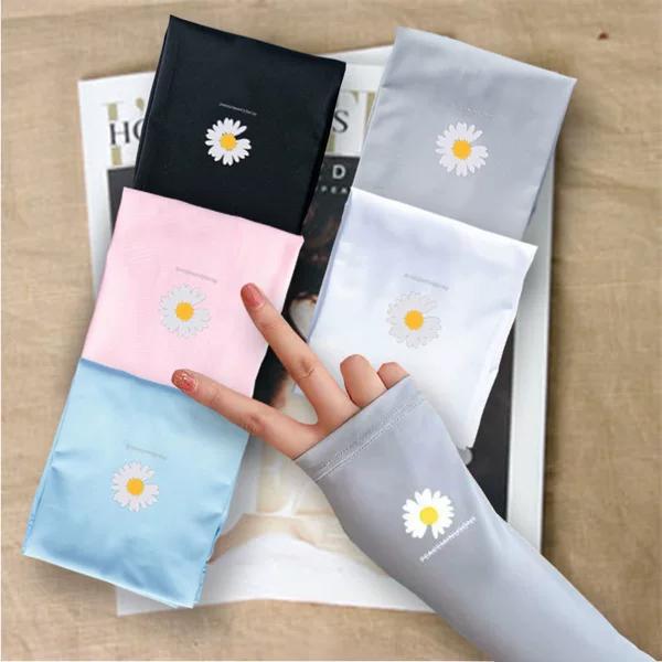 Daisy Sun Protection Sleeves Ice Sleeves Sun Protection Sleeves for Women Outdoor Cycling Anti-Uv Thin Ice Silk Sleeves for Men and Women