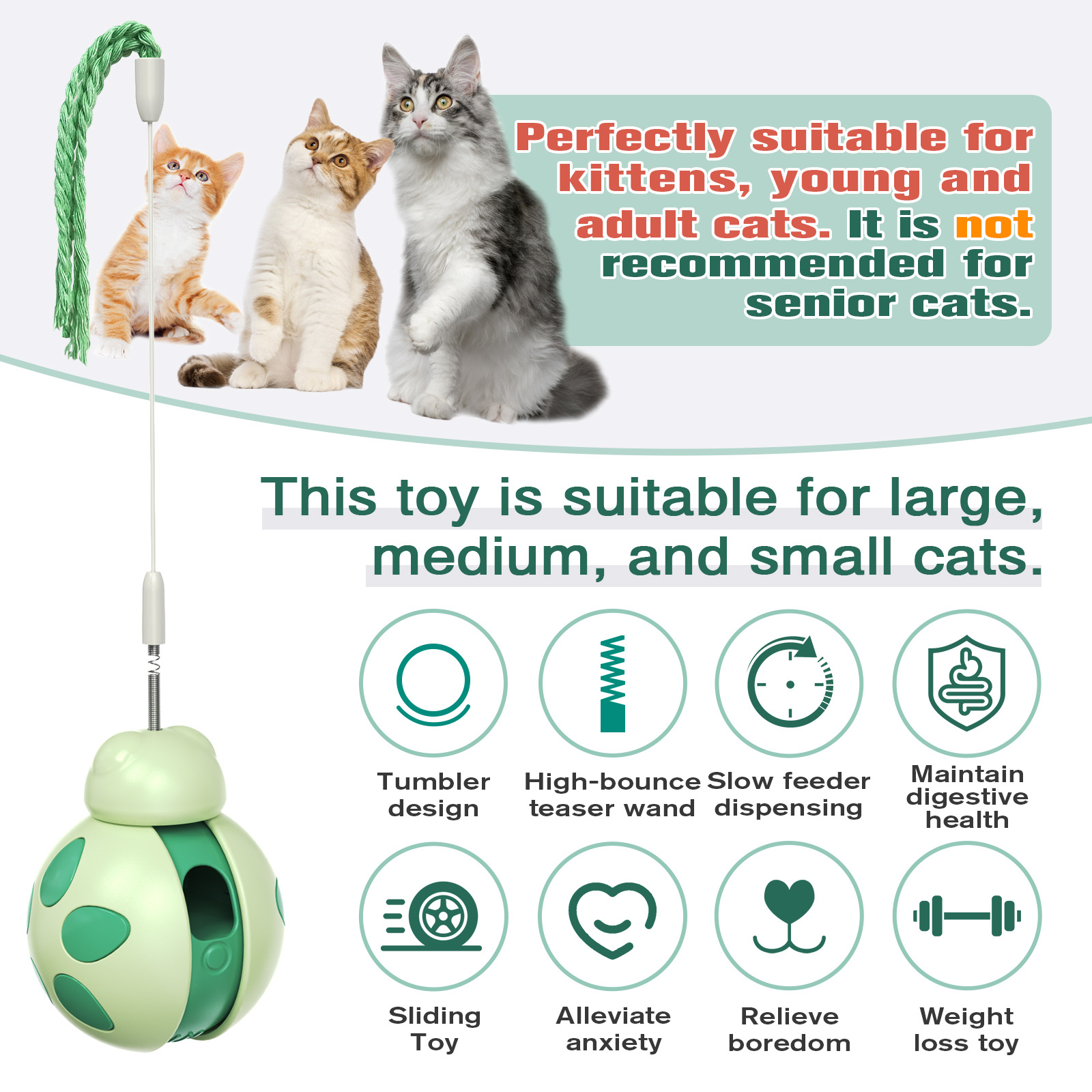 Self-Righting Beetle Cat Teaser Toy with Treat Dispenser & Wobble Design 112-251001