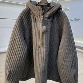 高级感韩系超好看夹棉连帽短外套女2025秋冬新款休闲宽松洋气棉衣