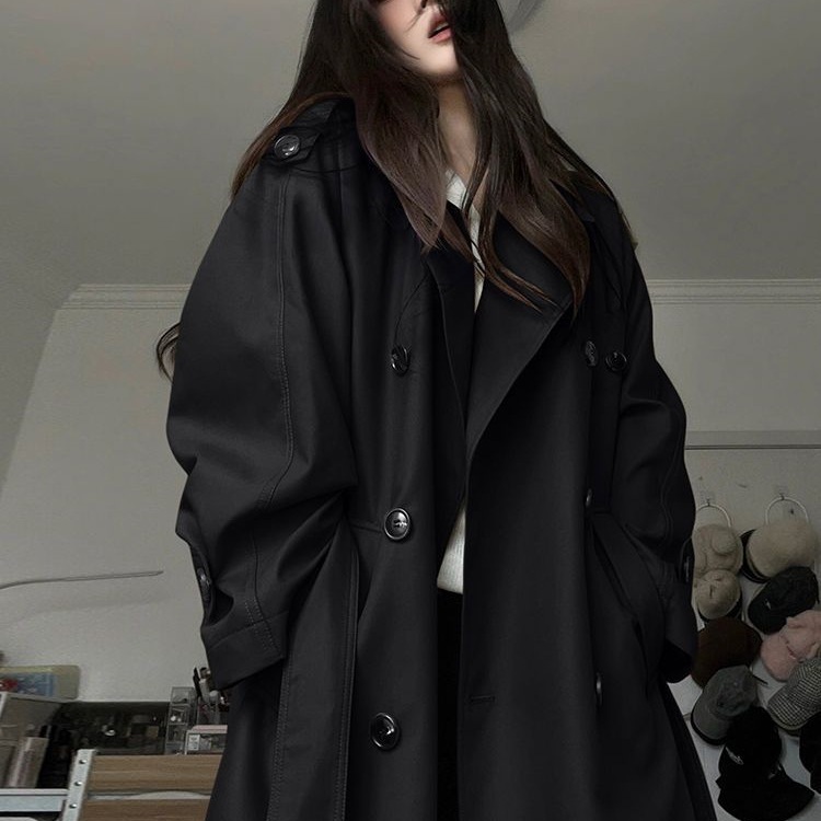 灰色风衣外套女中长款2025新款早春秋韩系小个子高级感英伦风大衣|undefined