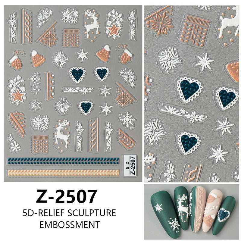 ヨーロッパとアメリカのクリスマスネイルアートステッカー漫画かわいい 5D 立体レリーフステッカー DIY ネイルアートアクセサリー子供のネイルステッカー|undefined