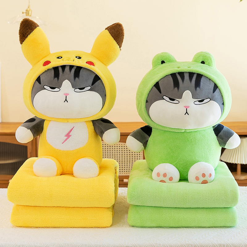 Doll Blanket 2 en 1 Peluche Doll Oficina siesta aire acondicionado Quilt Mi gato real Blanket Batch