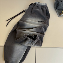 xzt2025秋款儿童柔软长裤 针织炒色水洗硅胶logo男童洋气休闲长裤