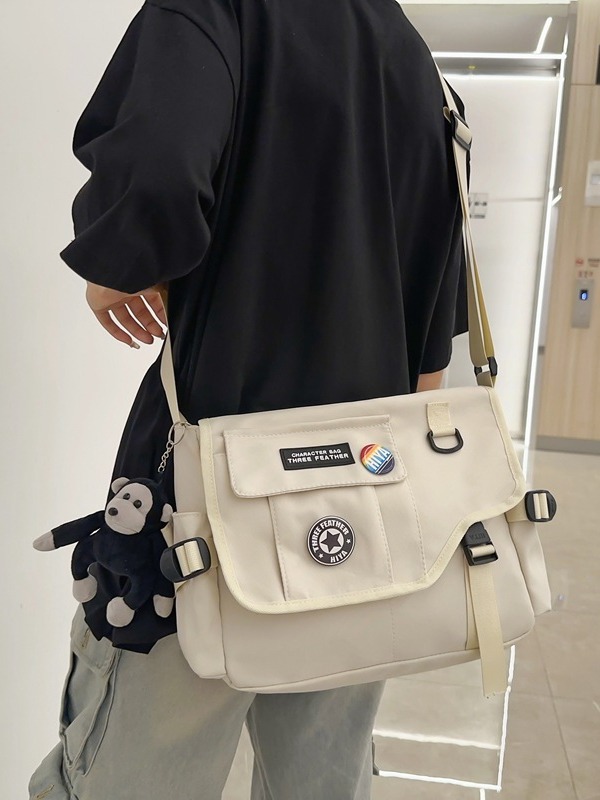 New Men's Shoulder Bag, Simple and Fashionable, Campus Class Bag, Student Bag, Harajuku Large Capacity Crossbody Bag for Men and Women