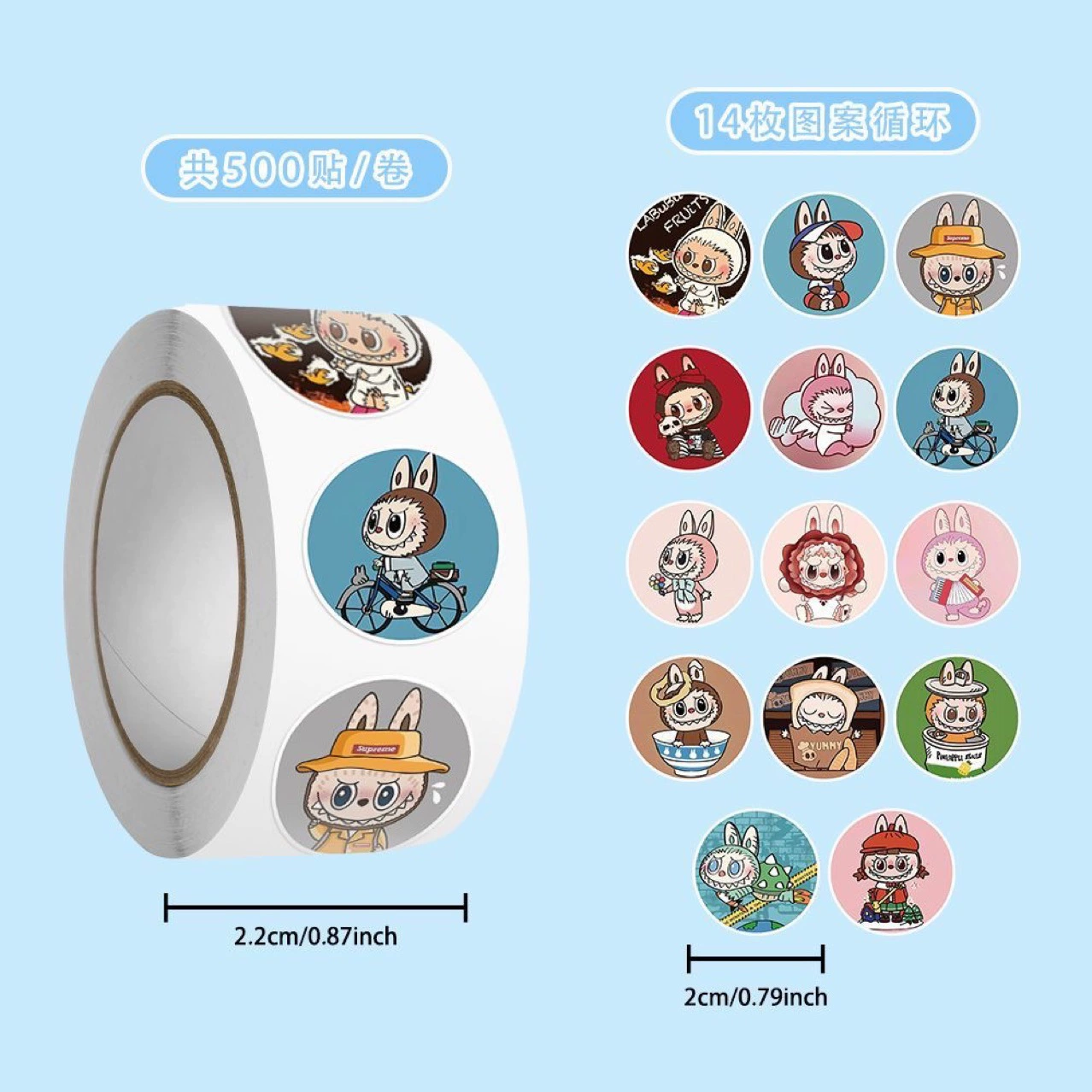 500/Labubu Labubu наклейки милый мультфильм два раза пузырь Март ручной счет ноутбук декоративные наклейки