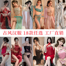 霂戀情趣內衣新年古風制服睡衣套裝火辣調情床上透視激情免脫睡裙