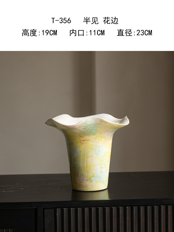 景徳鎮ランタノリンファッションシンプルな彩色花瓶新中国式純粋な手作り客間玄関高贅沢な振り子半見瓶|undefined