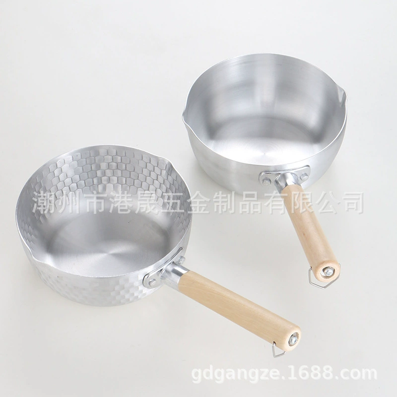 Алюминиевая сковорода Снежная сковорода без покрытия пищевой молочный горшок фритюрница для прикорма горшок с лапшой быстрого приготовления против ожогов в японском стиле суп с деревянной ручкой молочный горшок