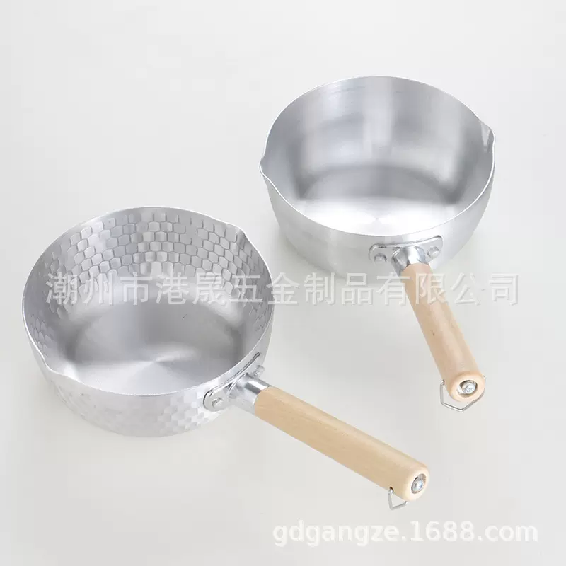 铝锅雪平锅无涂层食品级奶锅辅食油炸锅泡面锅防烫日式木柄汤奶锅