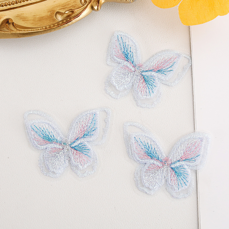 オーガンザ二層レース蝶 diy 手作り素材刺繍花ドレススカートパッチステッカー装飾|undefined