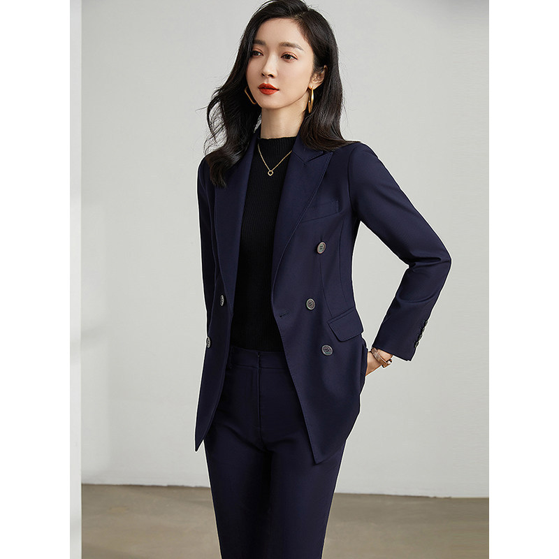 Easy-Care Autumn and Winter Office High-End Thickened Suit Wide-Leg Pants 2-Piece Set That Makes You Look Taller and Slimmer Business Suit
