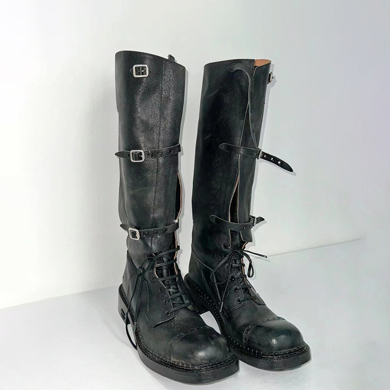 M mui high motorcycle boots knight boots women's chunky heel buckle do old western cowboy boots long fashion boots M mui high motorcycle boots knight boots women's chunky heel buckle do old western cowboy boots long fashion boots