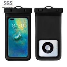 跨境新款双层海绵漂浮手机防水袋温泉潜水游泳大号透明防水手机袋