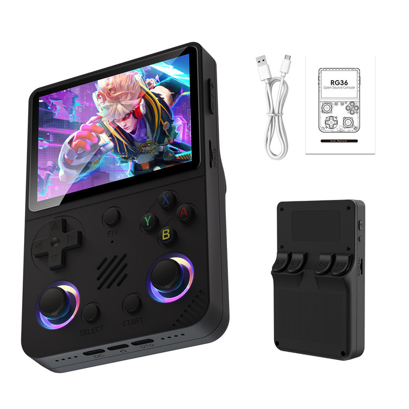 新款RG36开源游戏机掌机pro掌上GBA便携式怀旧迷你街机PSP彩灯RGB|undefined