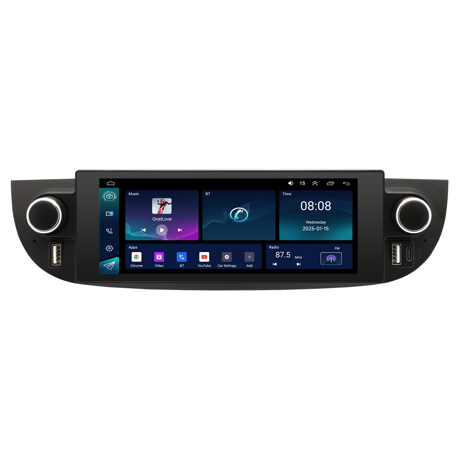 Aplicable para 2007-2015 Fiat 500 Android Car Navigation Bluetooth Control central MP5 Reproductor todo en uno