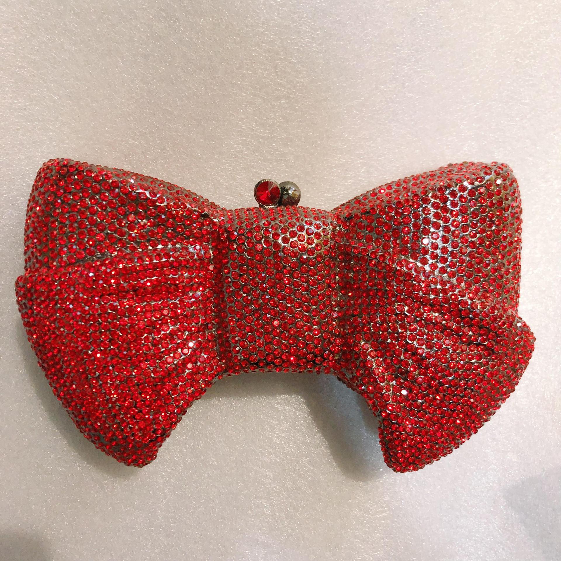 Bolso de arco transfronterizo nuevo arco de diamantes bolso de banquete de diamantes bolso de mano de mujer bolso de maquillaje pastel