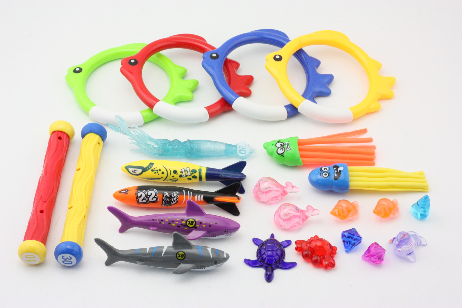 Juguetes de buceo transfronterizos Piscina al aire libre para niños Búsqueda del tesoro Buceo Peces y algas Torpedo Gemas Juego de juguetes acuáticos