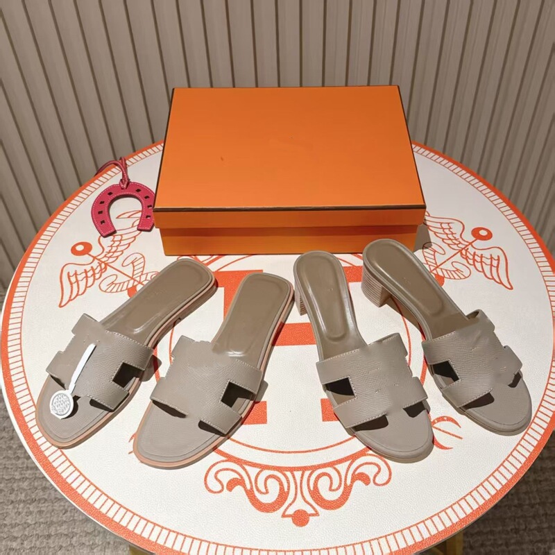 Correct version of the new summer H-shaped chunky heel sandals for women, genuine leather, outdoor wear, trendy high-heeled beach slippers