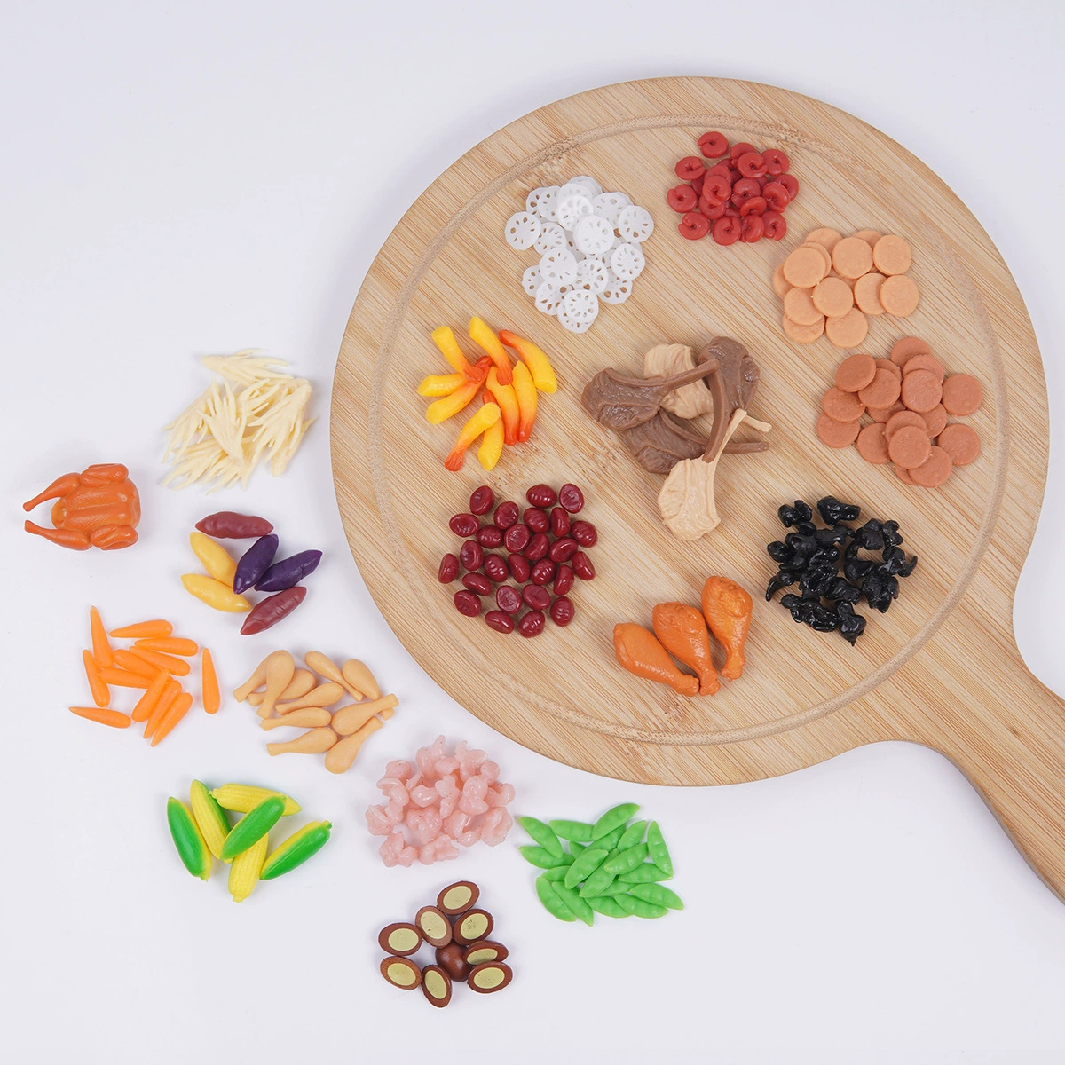 DIY делают ручную симуляцию пищевых ингредиентов Аксессуары для миниатюрных продуктов, чтобы играть с овощами и яйцами игрушка мини-грибные фрикадельки с креветками