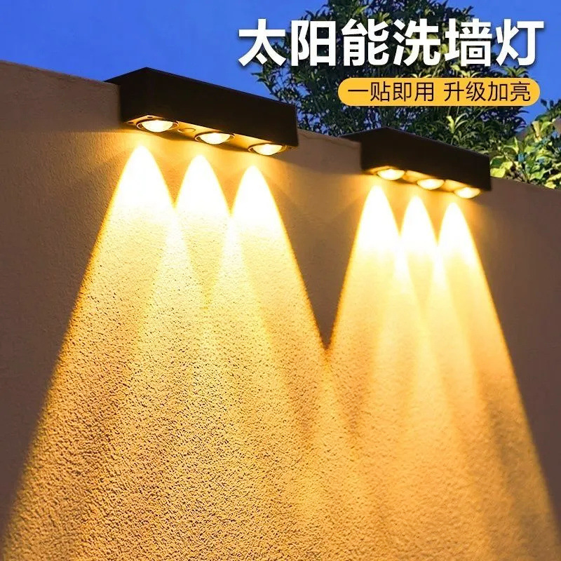 Iluminación solar para exteriores, iluminación impermeable para jardín, iluminación de pared al aire libre para paisaje, foco de decoración de jardín de villa de balcón