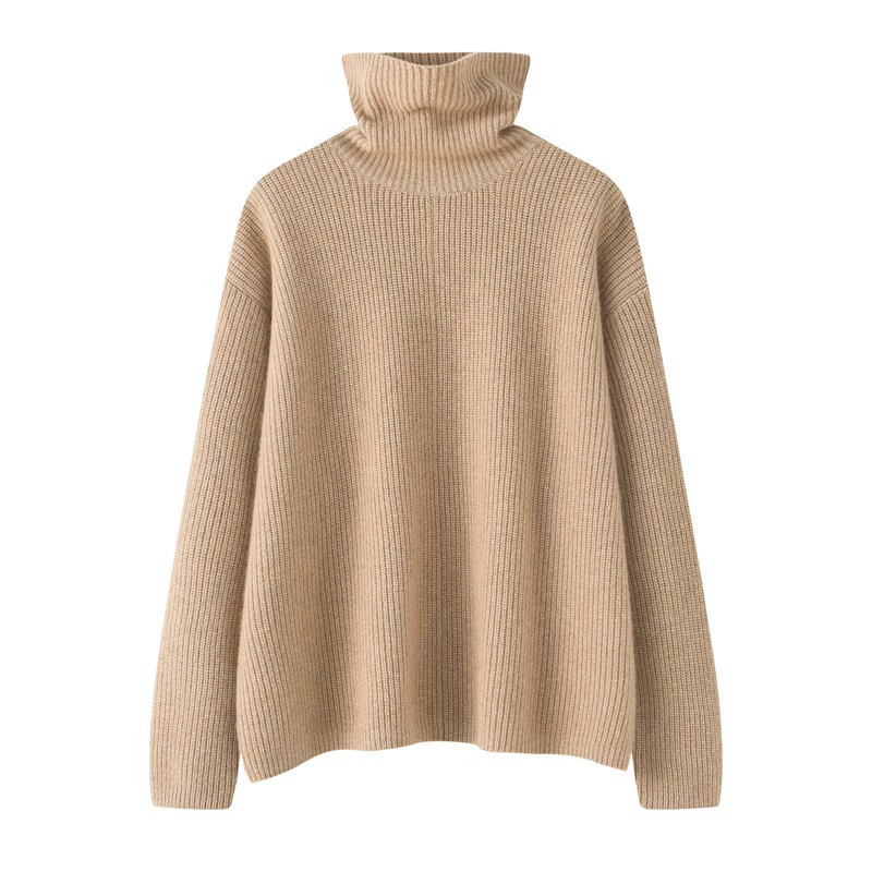 Платье из кашемира бархат suitable with a skirt for leisure, high collar, increased thickness, western style, oversize