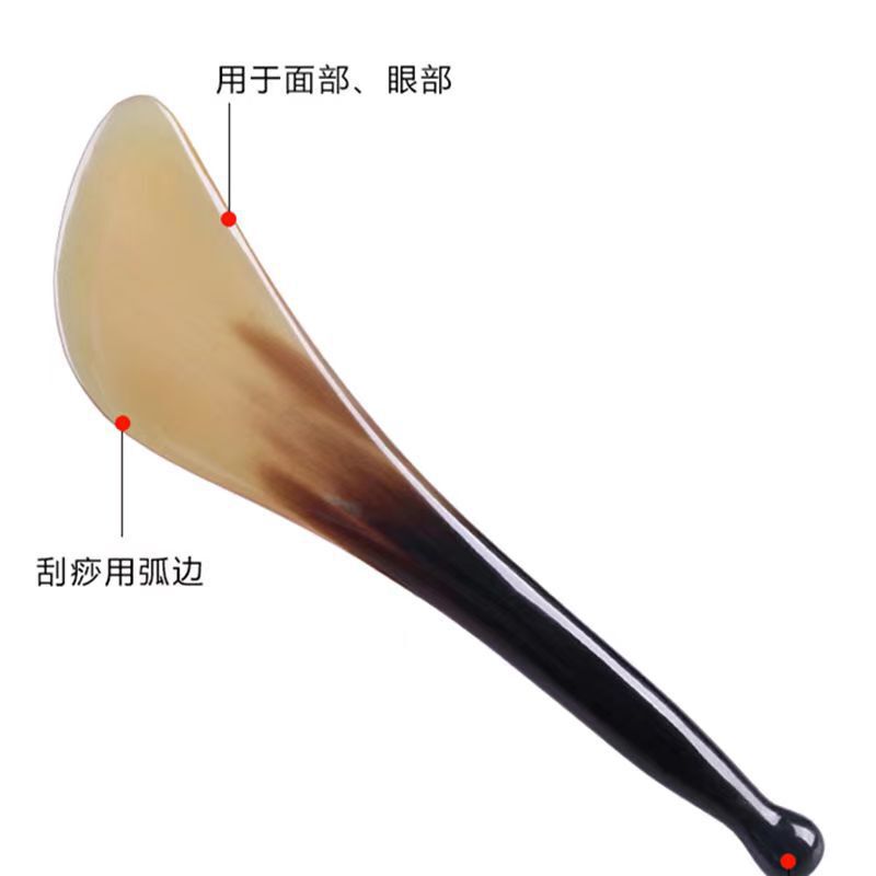 Horn Comb, Muscle-Relaxing Stick, Meridian Head and Facial Beauty Scraping Board, Facial Shaving Massage, Acupoint Massage, Handmade Wood Art