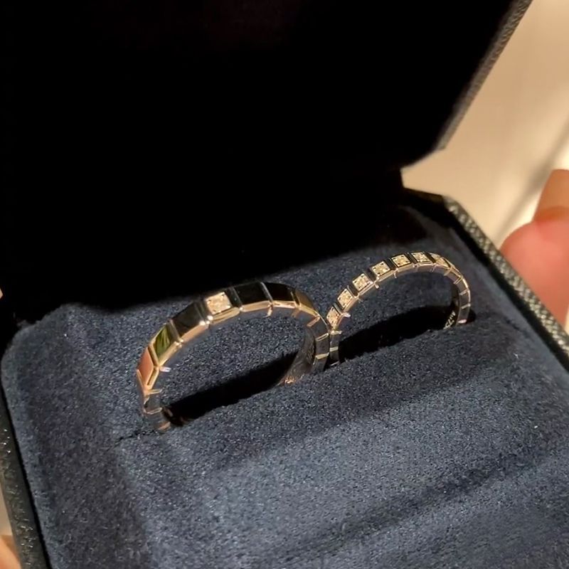 萧家小冰块情侣戒指一对半圈镶钻活口简约小众轻奢高级感备婚对戒