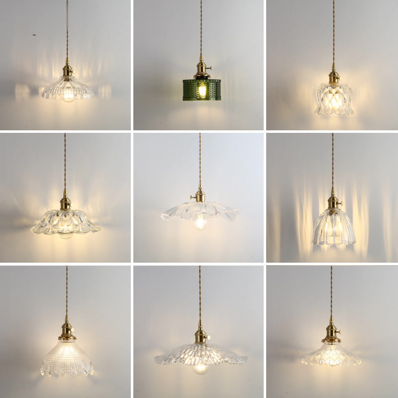 Light luxury cream style brass glass bed & breakfast bedside lamp Japanese simple creative fashion bar restaurant bar chandelier