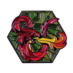 Dungeons & Dragons Stained Glass Dragons Brooch Fantasy RPG World Inspired Badge