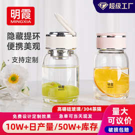 明霞单层高硼硅耐高温玻璃杯迷你泡茶杯家用带提环水杯子批发定制