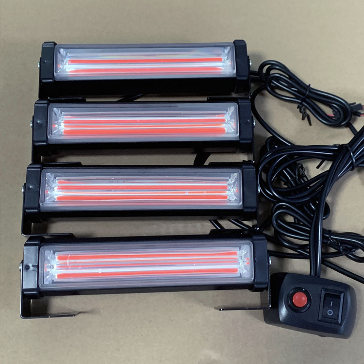 Cross-Border Car Truck Grille Remote Control Flash One-To-Two-To-Four Cob Bar Light High-Bright Warning Light Car Light Modification