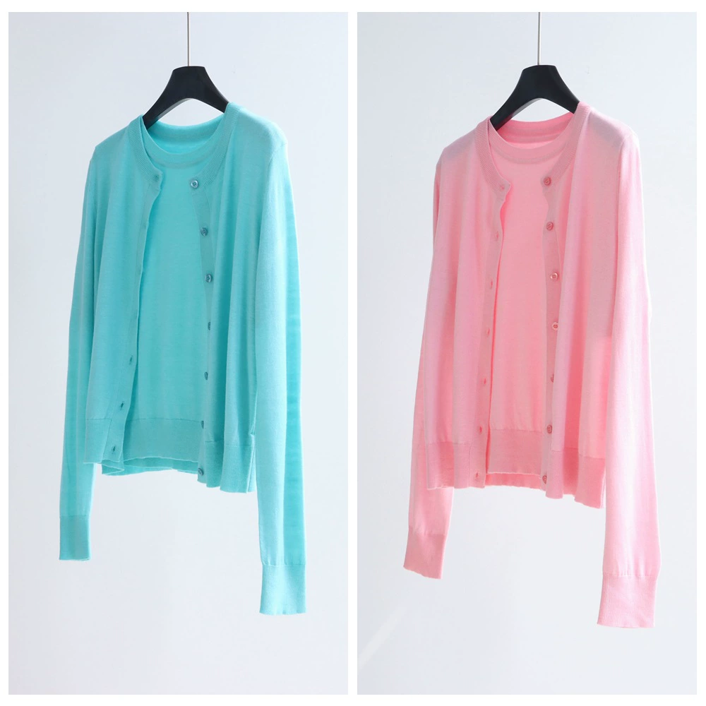 Шерстяной двухкомпонентный коммутаторный свитер с короткими рукавами с длинными рукавами кардиган M1U стиль темперамент дикий набор 25 ранней весны