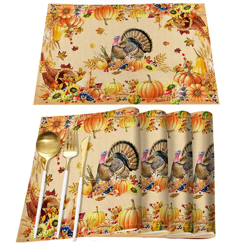 Transfronterizos lino almohadilla de mesa Aliexpress TEMU Amazon almohadilla de mesa cuadrada búfalo rojo almohadilla de Navidad Día de la Independencia