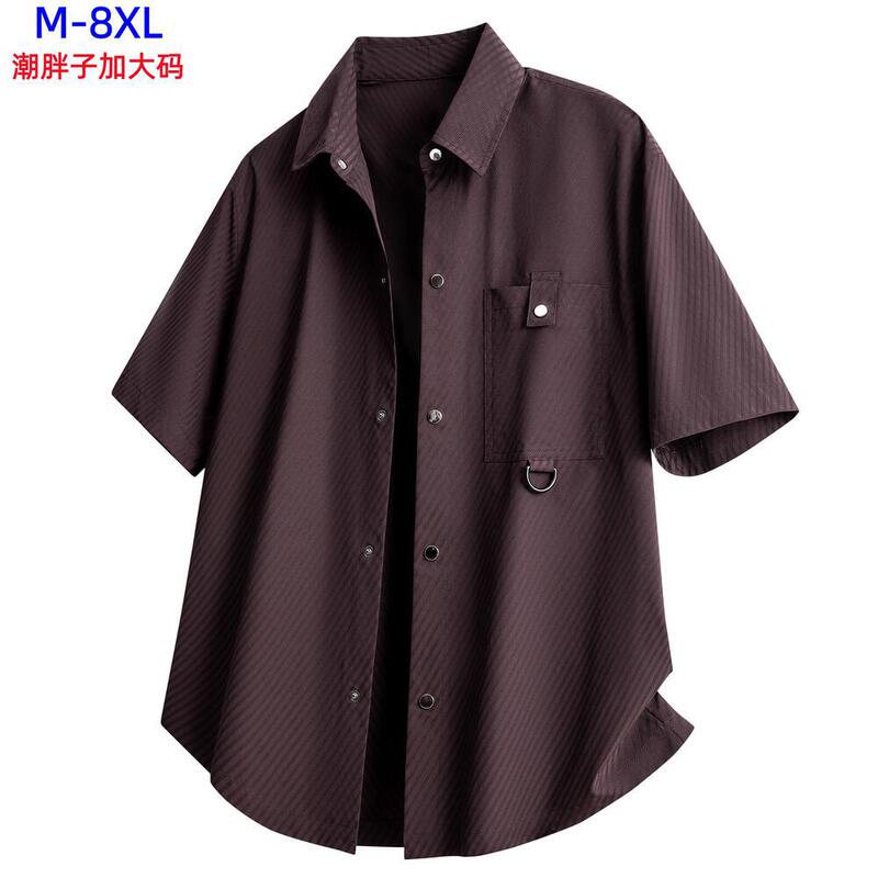New Men's Short-Sleeved Shirt 3D Stereo Graphic T-Shirt Plus Size Solid Color Japanese Style Hong Kong Style Lapel Top Breathable and Sweat-Absorbent New Men's Short-Sleeved Shirt 3D Stereo Graphic T-Shirt Plus Size Solid Color Japanese Style Hong Kong Style Lapel Top Breathable and Sweat-Absorbent