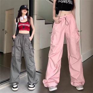 American-style Retro Workwear Casual Pants Women's Summer All-match Straight Pants Loose Wide-leg Pants Ins