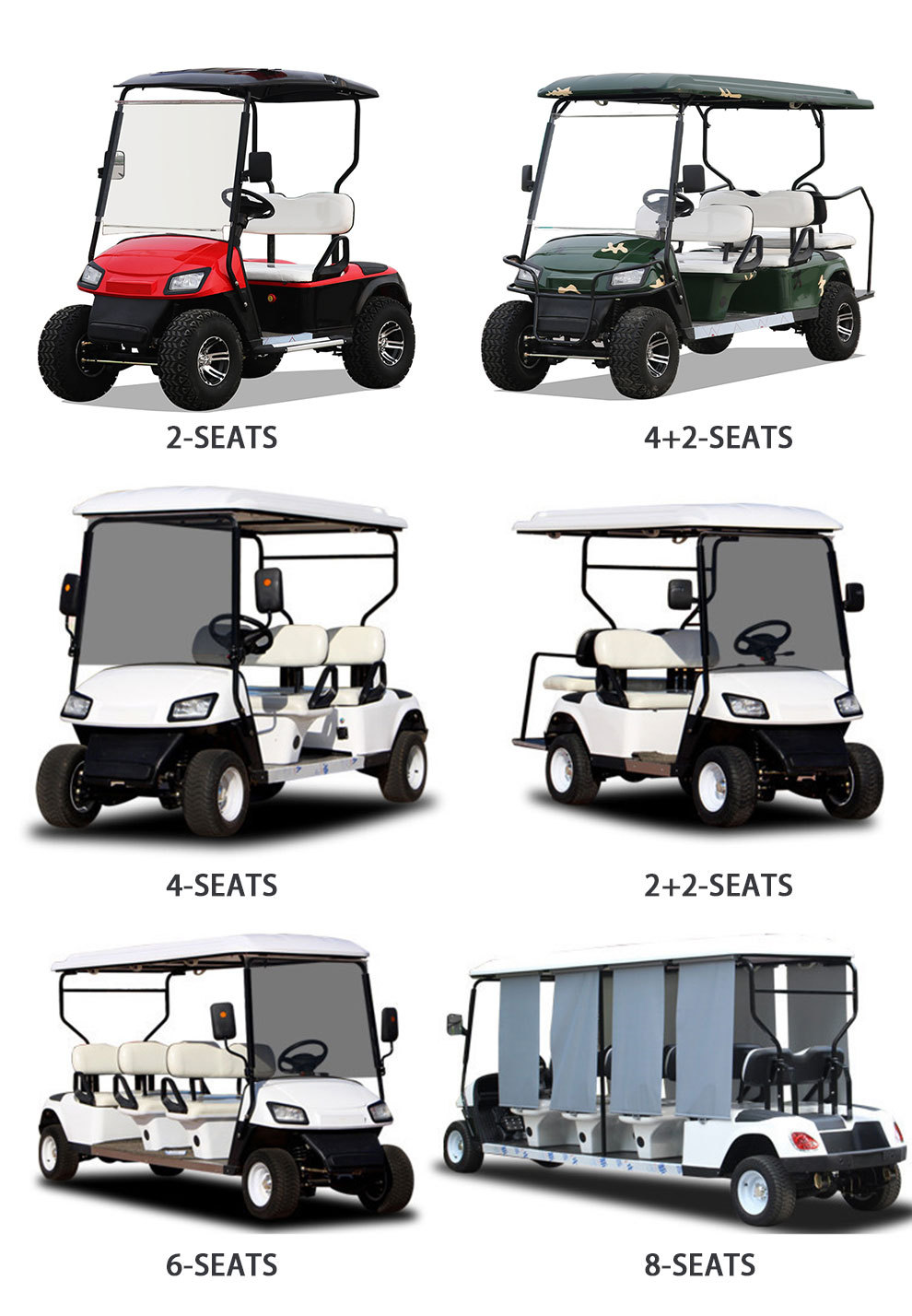 Electric Golf Cart Sightseeing Car Four-Wheel Scenic Shuttle Bus 4-Seater 6-Seater 8-Seater for Cross-Border Export Use