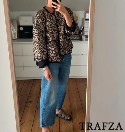 Women's Streetwear Leopard Single Breasted Cardigan Cotton Clothes display picture 6