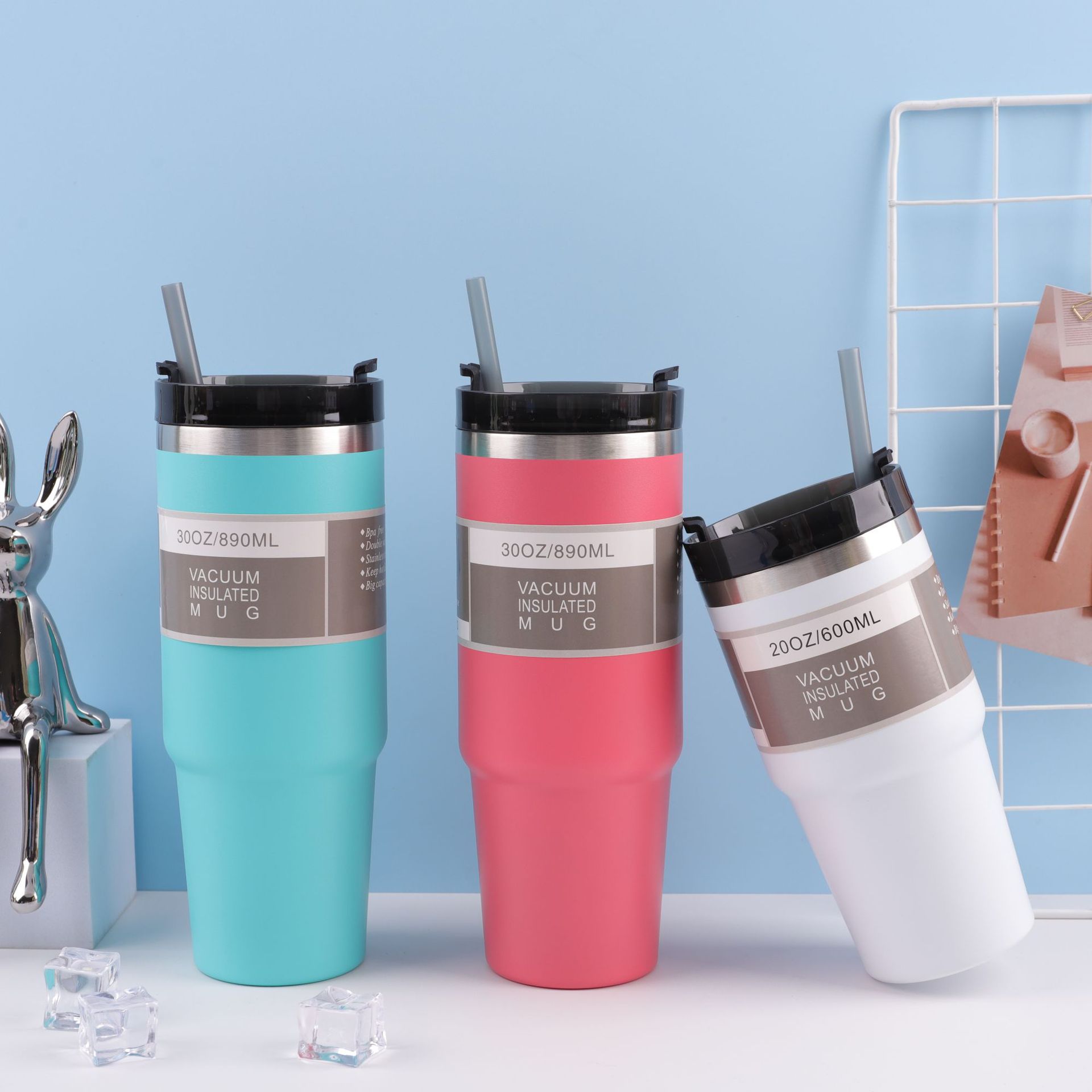 Transfronterizo nuevo 30 coche taza doble 304 taza de vacío de acero inoxidable frío-mantenimiento calentador de hielo taza portátil coche taza de café