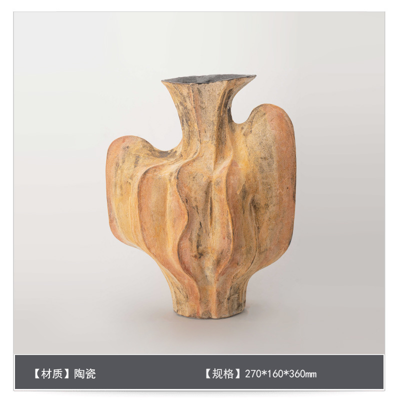 中世スタイルのセラミックフラワー花瓶装飾アートB&Bモデルルームゲストテーブルハイエンドフラワーアレンジメント装飾|undefined