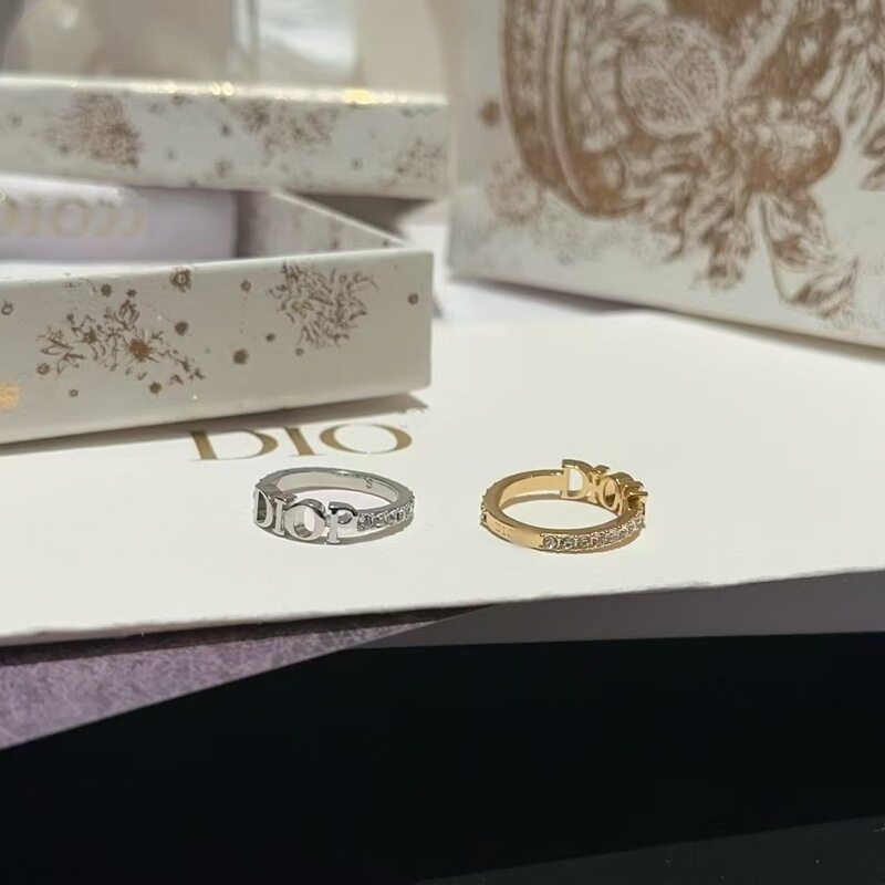 Dior-Style Fashion Elegant Cd Letter Diamond-Studded Rings, Couple Rings, Wedding Rings for Women, European and American Cross-Border Wholesale, Couple Models