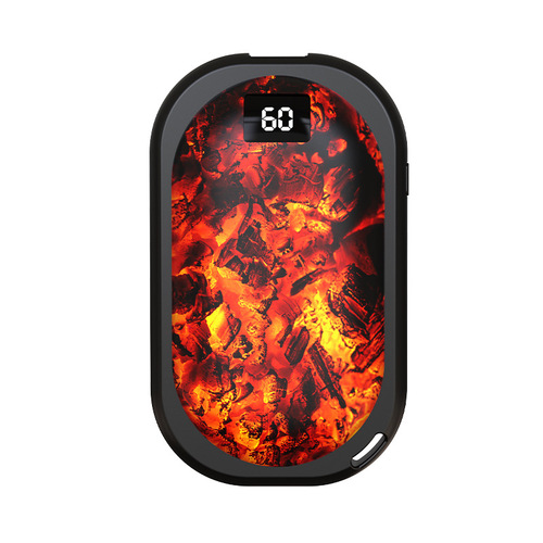 New cross-mirror charcoal fire hand warmer digital display rechargeable baby warmer two-in-one mini portable baby warmer large capacity