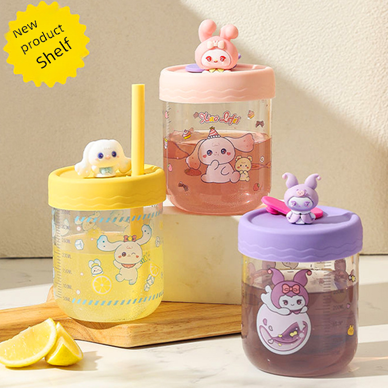 Cute glass cartoon kulomi cartoon sippy cup high color value summer graduated girls office Cup