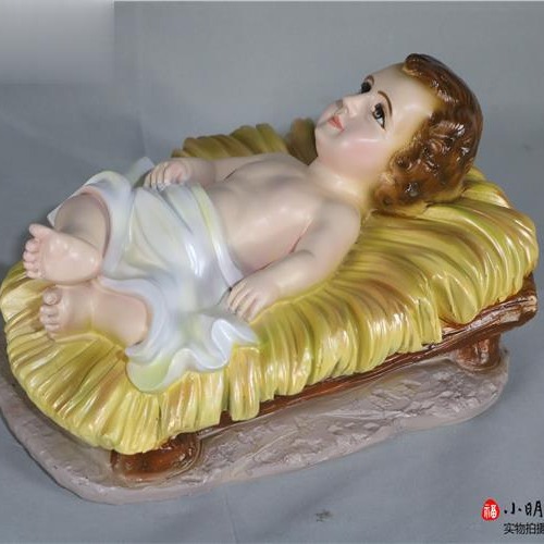Transfronterizo 30cm Navidad pesebre decoración resina Santa iglesia TV gabinete escultura de escritorio artesanía
